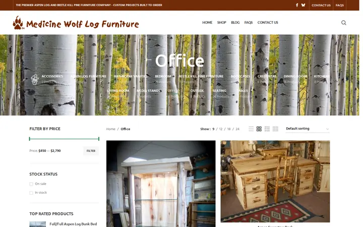 /product-category/office — Medicine Wolf Log Furniture