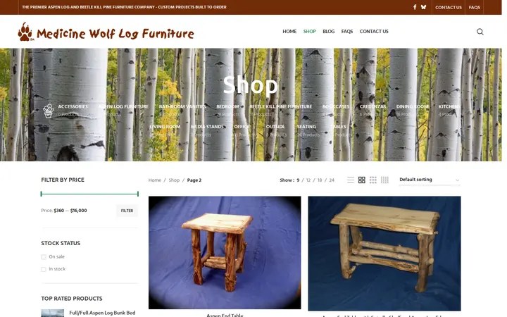 /shop/page/2 — Medicine Wolf Log Furniture