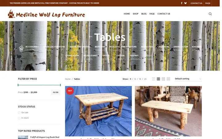 /product-category/tables — Medicine Wolf Log Furniture