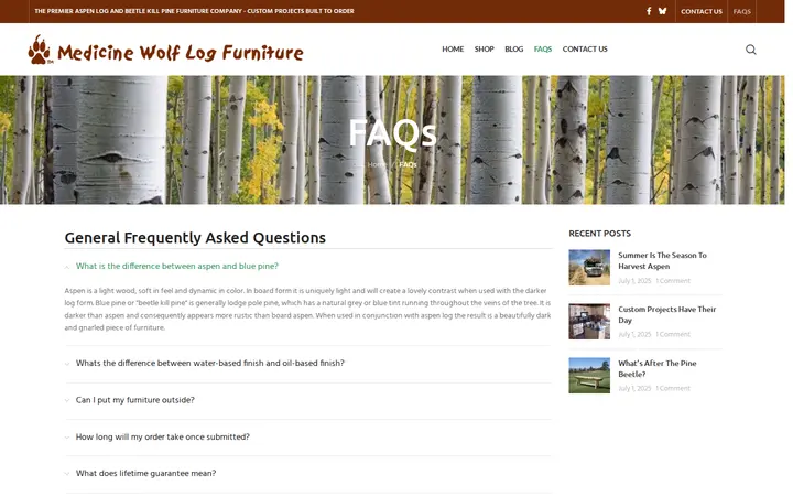 /faq — Medicine Wolf Log Furniture