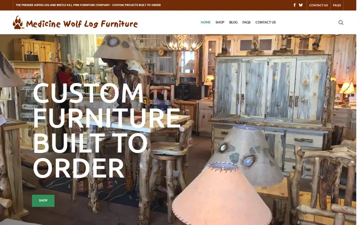 Website of Medicine Wolf Log Furniture
