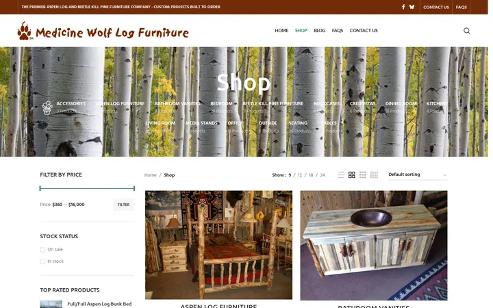 /shop — Medicine Wolf Log Furniture
