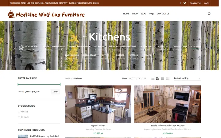 /product-category/kitchens — Medicine Wolf Log Furniture