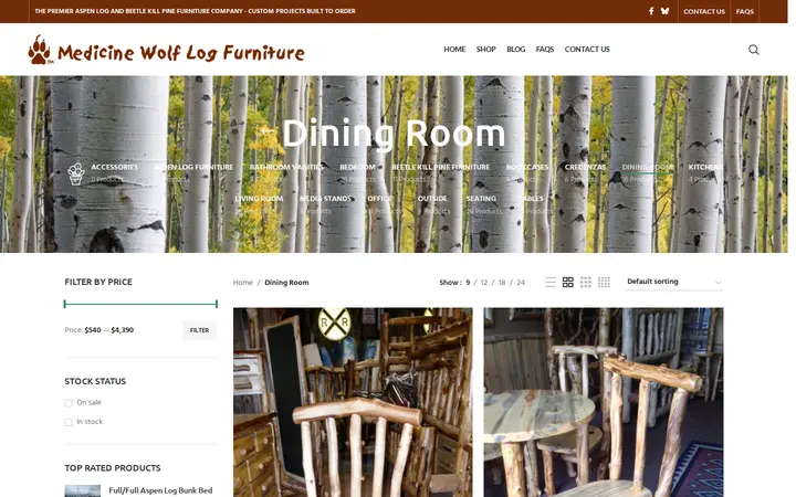 /product-category/dining-room — Medicine Wolf Log Furniture