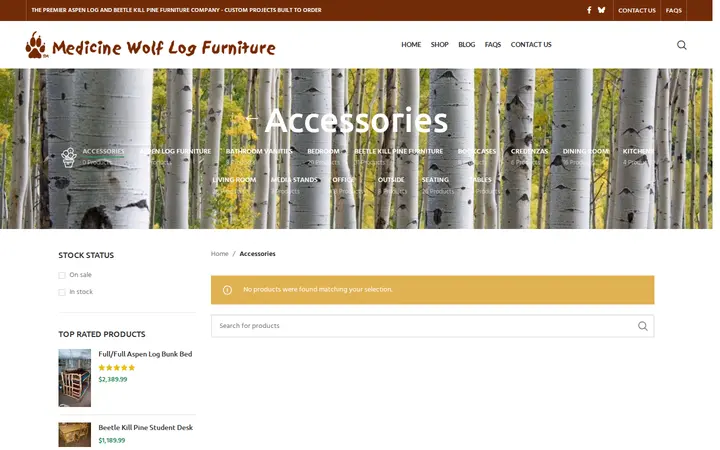 /product-category/accessories — Medicine Wolf Log Furniture