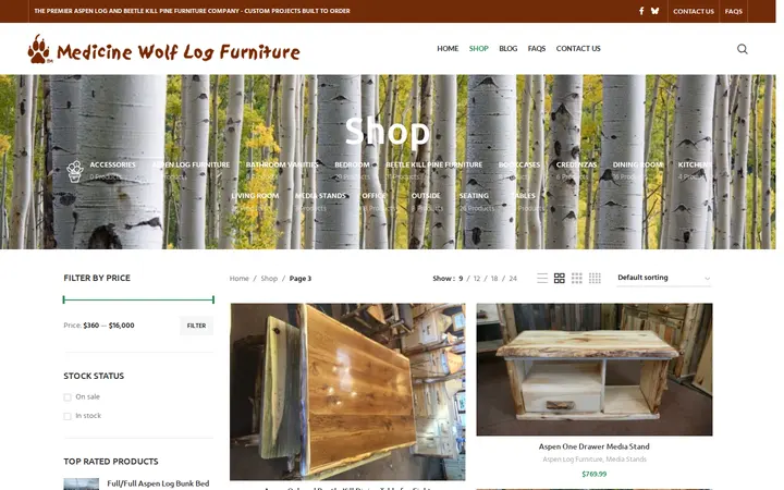 /shop/page/3 — Medicine Wolf Log Furniture