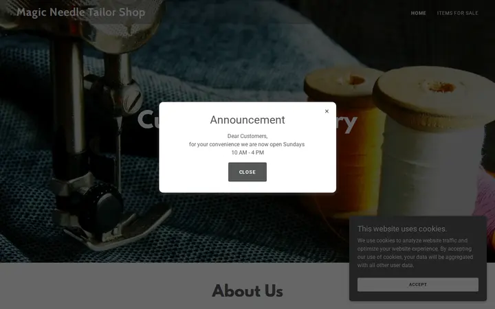 Website of Magic Needle Tailor Shop