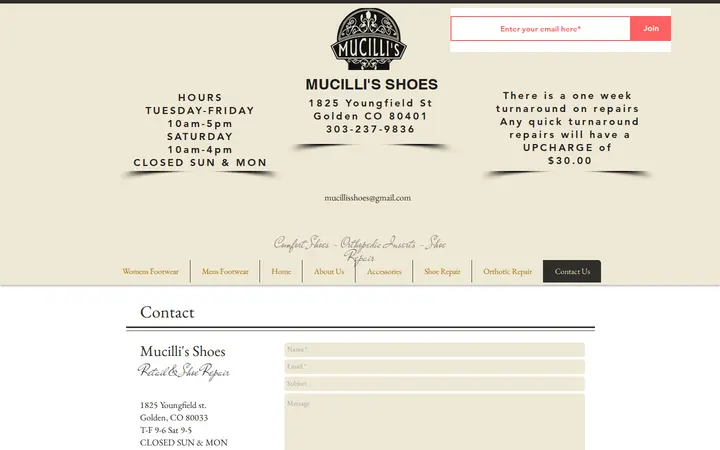 /contact — Mucilli's Shoes and Repair