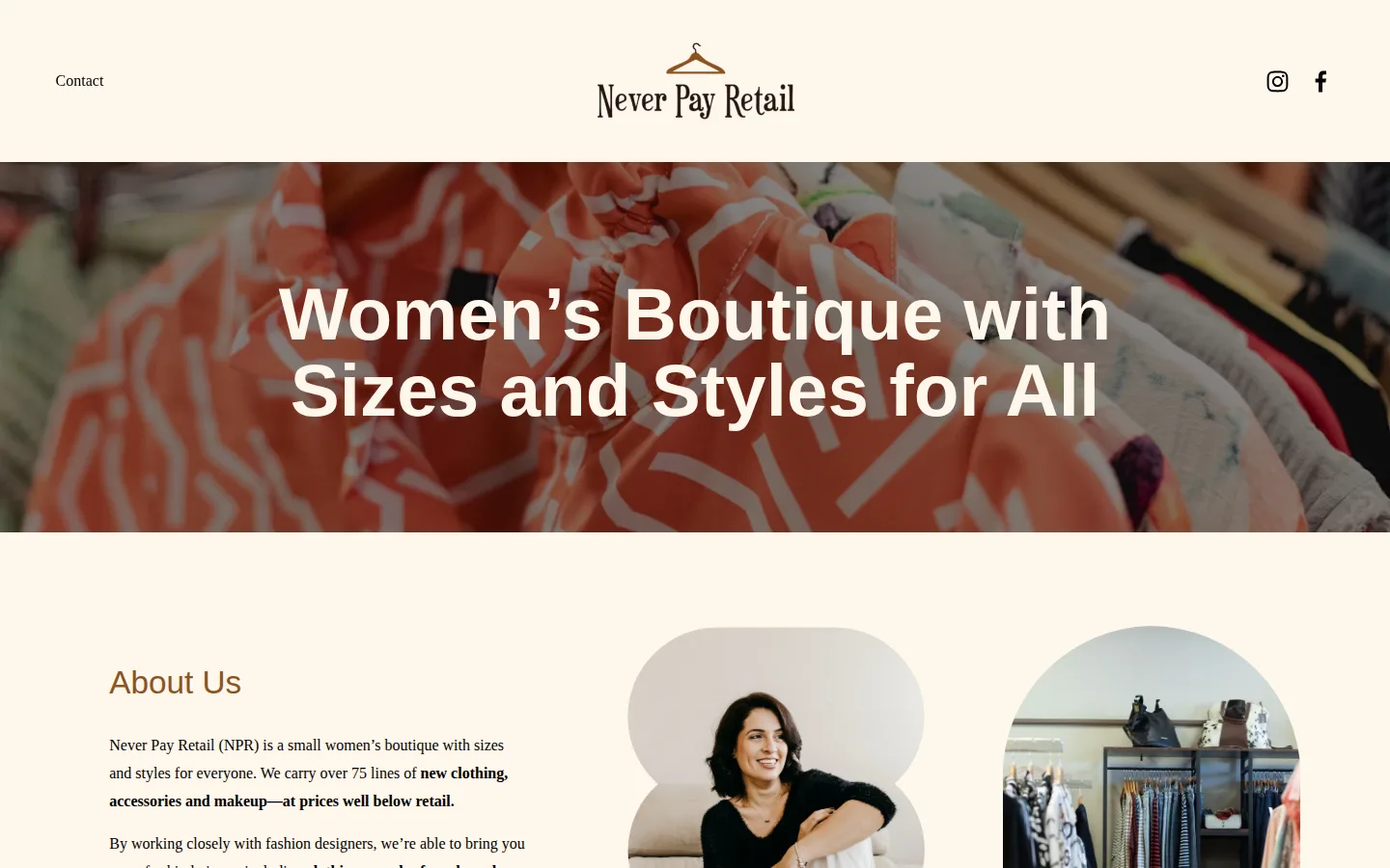 Captured website of Never Pay Retail