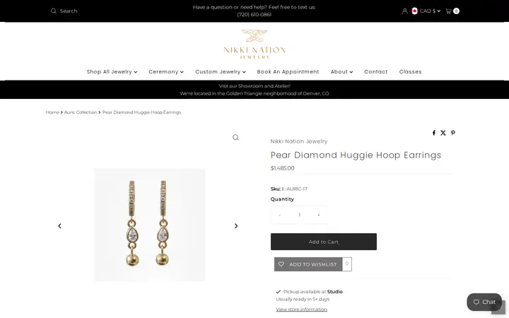 /collections/auric-collection/products/pear-diamond-huggie-hoop-earrings — Nikki Nation Jewelry - Engagement / Wedding / Custom Jewelry