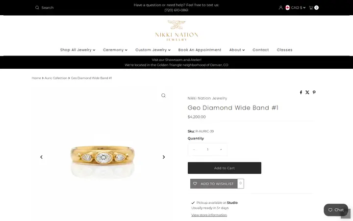/collections/auric-collection/products/geo-diamond-wide-band-1 — Nikki Nation Jewelry - Engagement / Wedding / Custom Jewelry