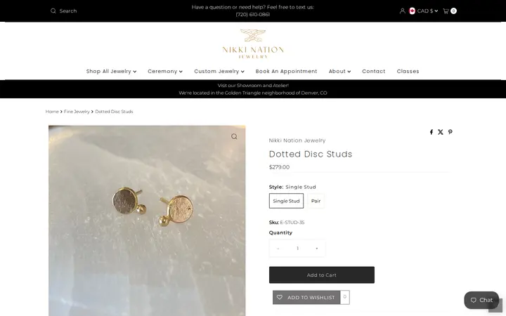 /collections/fine-jewelry/products/dotted-disc-studs — Nikki Nation Jewelry - Engagement / Wedding / Custom Jewelry