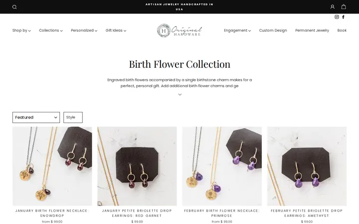 /collections/birthflower-collection — Original Hardware Handcrafted Jewelry