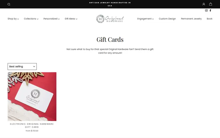 /collections/gift-cards — Original Hardware Handcrafted Jewelry