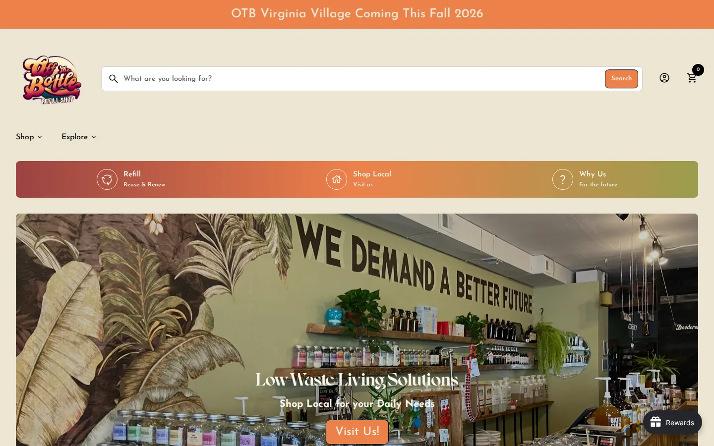 Captured website of Off the Bottle Refill Shop