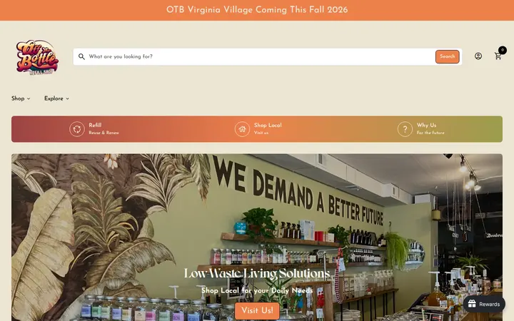 Website of Off the Bottle Refill Shop