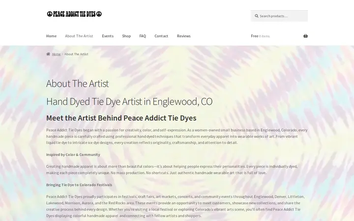 /index.php/about-the-artist — The Peace Place: Peace Addict Tie Dyes