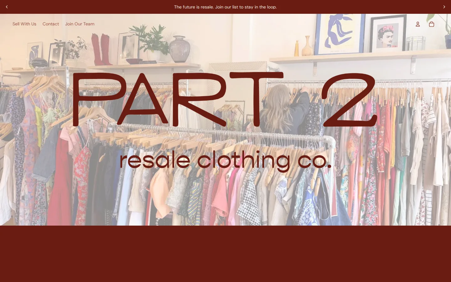 Captured website of Part 2 Resale Clothing Co.