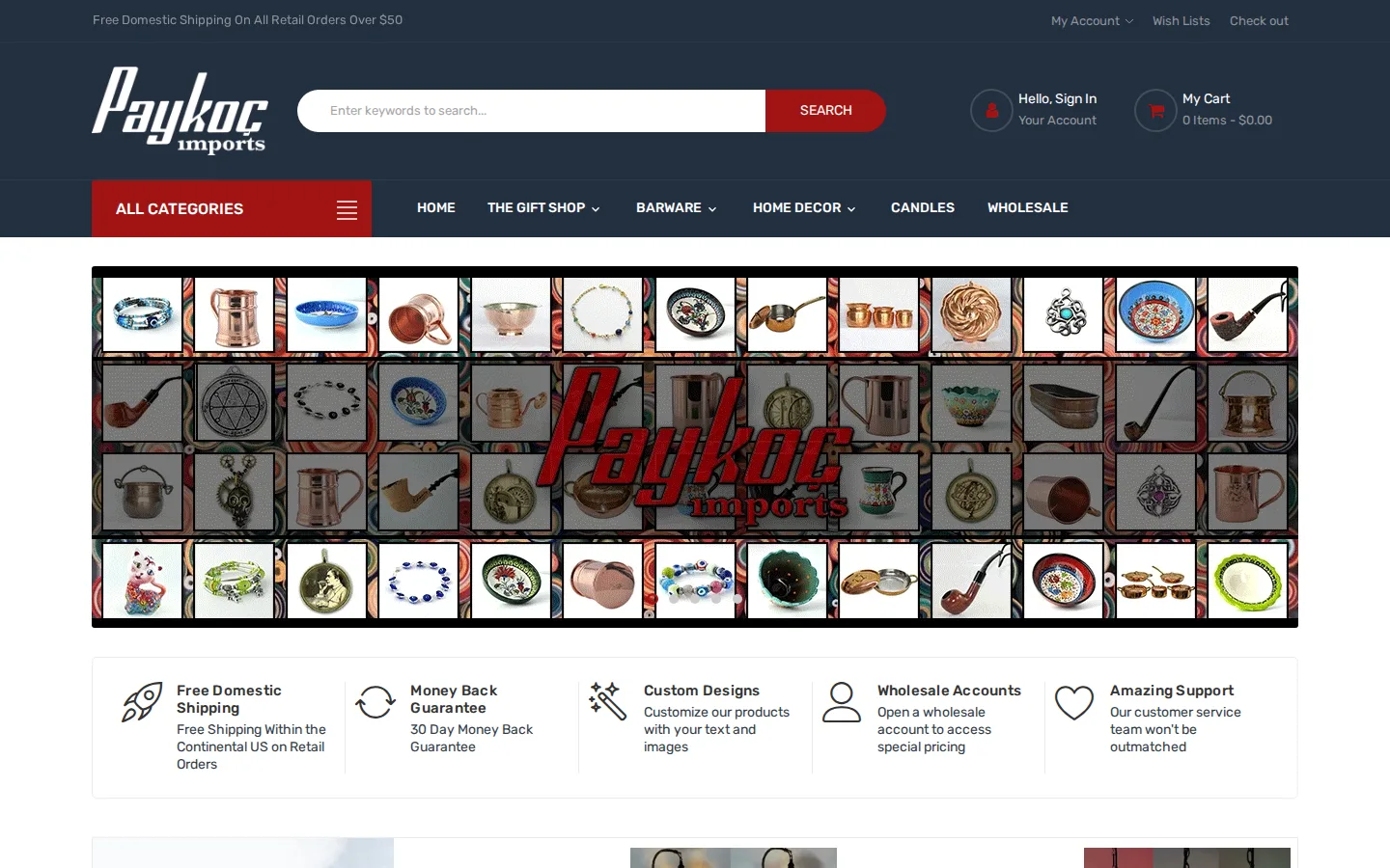 Captured website of Paykoc Imports - Wholesale and Retail Cash and Carry