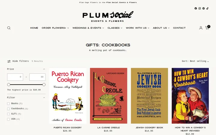 /collections/gifts-cookbooks — Plum Social Events & Flowers