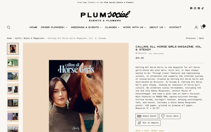 /collections/denver-gifts-books-magazines/products/calling-all-horse-girls-magazine-vol-8-steady-1 — Plum Social Events & Flowers