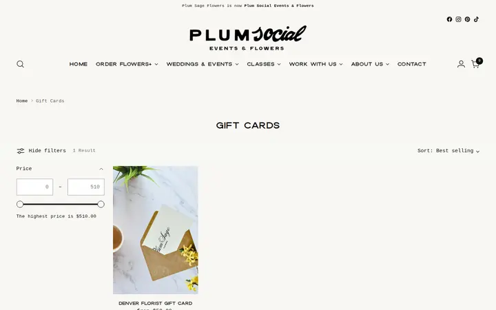 /collections/gift-cards — Plum Social Events & Flowers