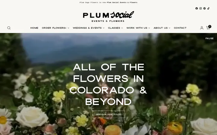 Website of Plum Social Events & Flowers