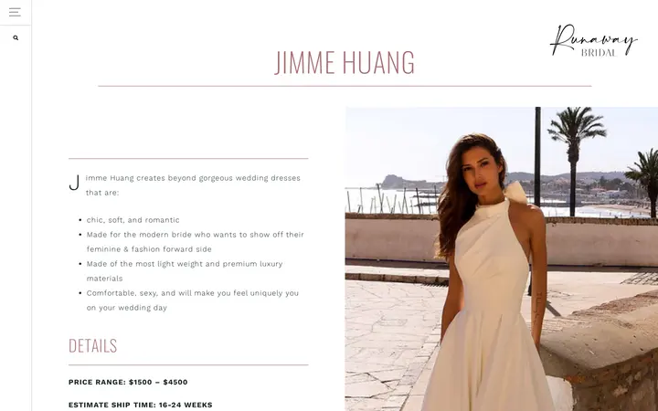 Website of Runaway Bridal | Denver Bridal Studio