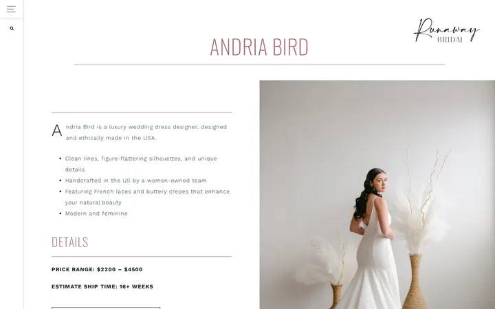 /designers/andria-bird — Runaway Bridal | Denver Bridal Studio