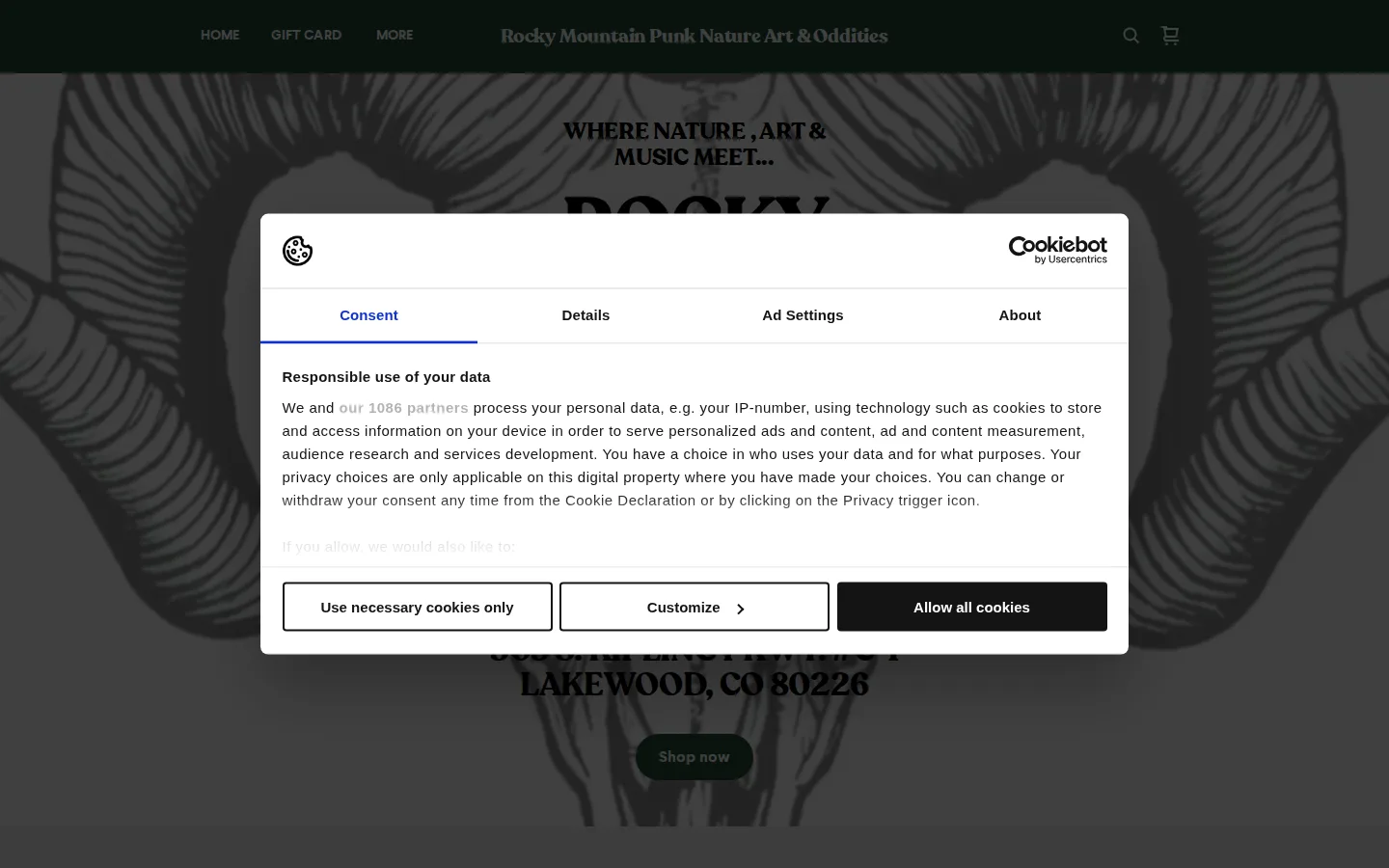 Captured website of Rocky Mountain Punk Nature Art & Oddities