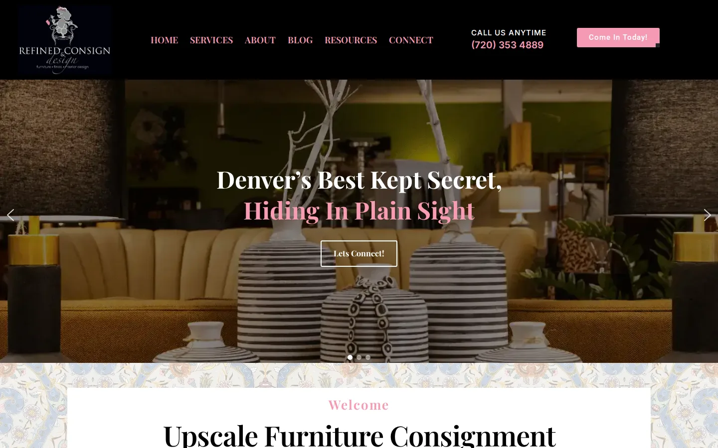 Captured website of Refined Consign & Design