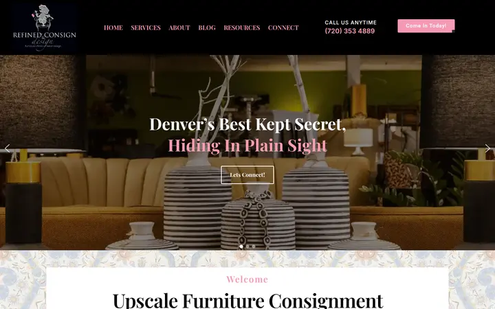 Website of Refined Consign & Design