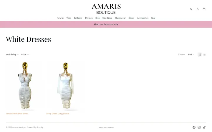 /collections/white-dresses — Amaris Boutique
