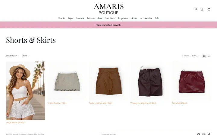 /collections/shorts-skirts — Amaris Boutique
