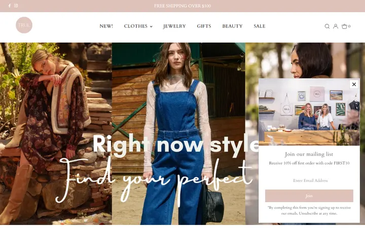 Website of true. boutique