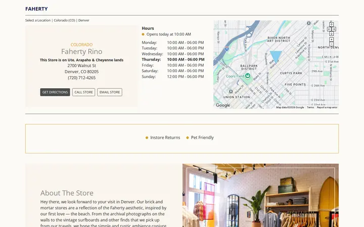 Website of Faherty RiNo