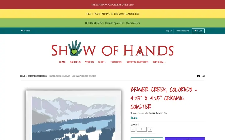 /collections/colorado-collection/products/beaver-creek-colorado-4-25-x-4-25-ceramic-coaster — Show of Hands