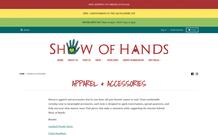 /pages/apparel-accessories — Show of Hands