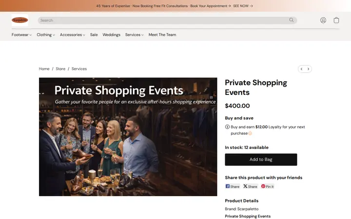 /products/private-shopping-events — Scarpaletto
