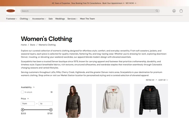 /products/womens-clothing — Scarpaletto