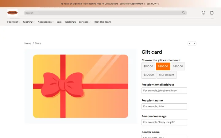/products/gift-card — Scarpaletto