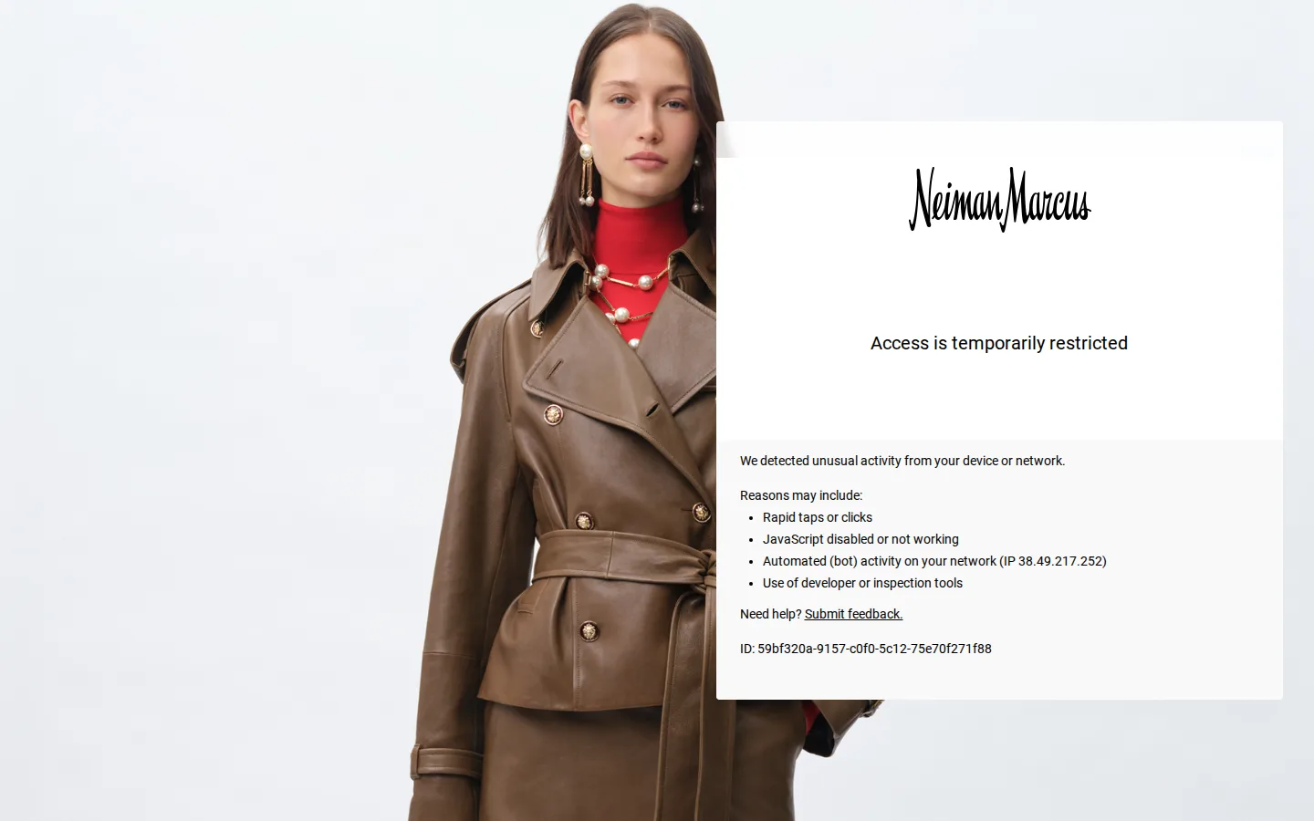 Captured website of Neiman Marcus