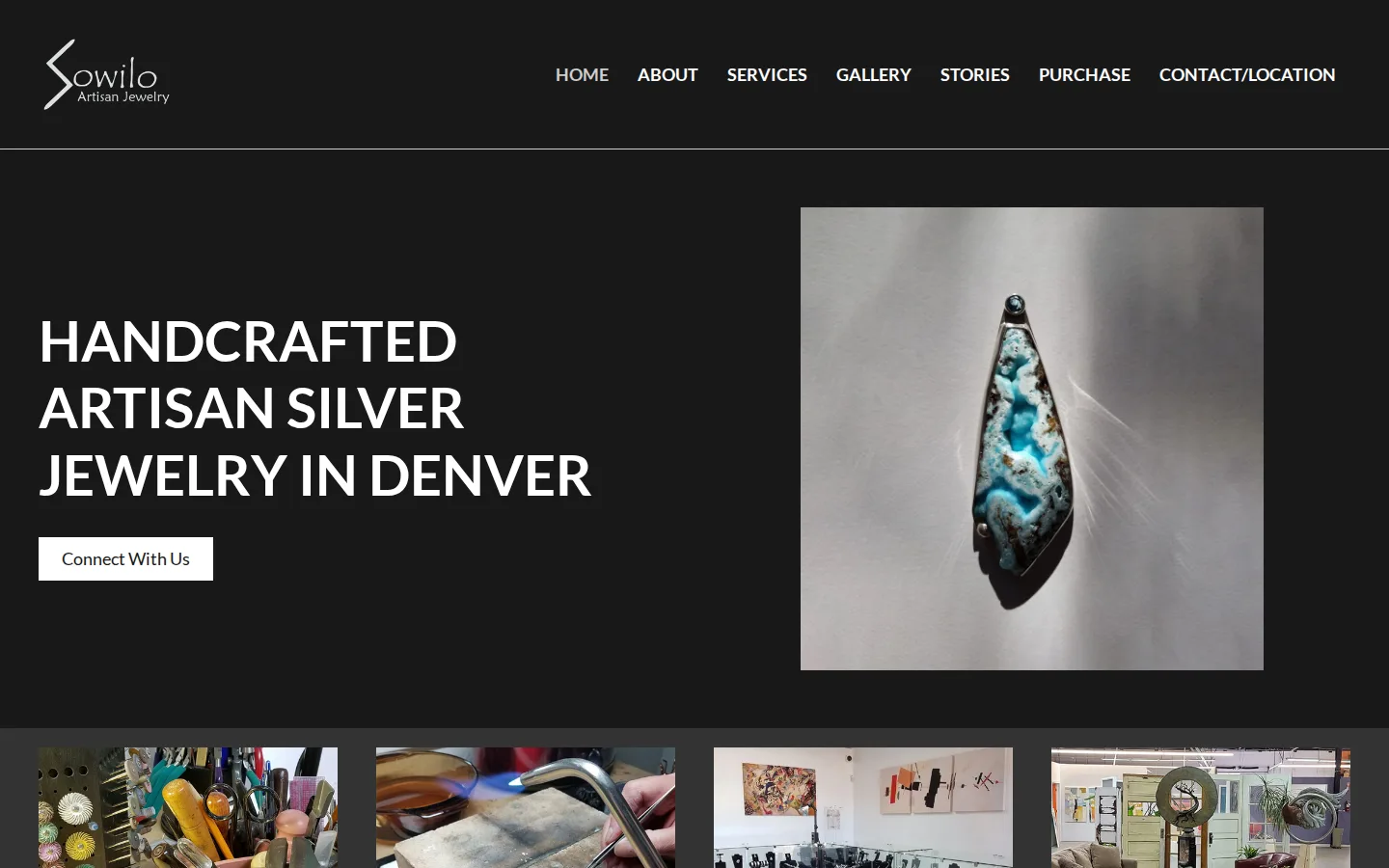 Captured website of Sowilo Artisan Jewelry