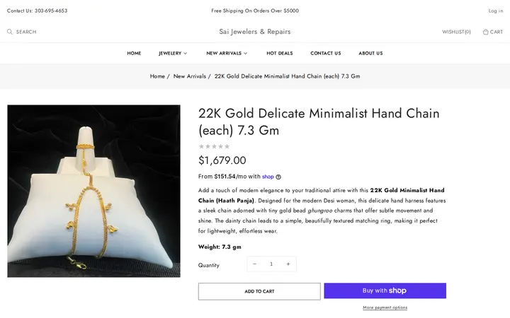 /collections/new-arrivals/products/22k-gold-delicate-minimalist-hand-chain-pair-of-two-7-3-gm — Sai Jewelers & Repair