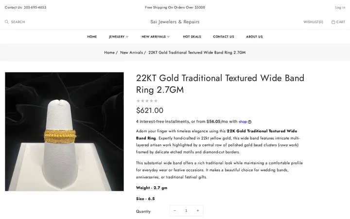 /collections/new-arrivals/products/22kt-gold-traditional-textured-wide-band-ring-2-7gm — Sai Jewelers & Repair