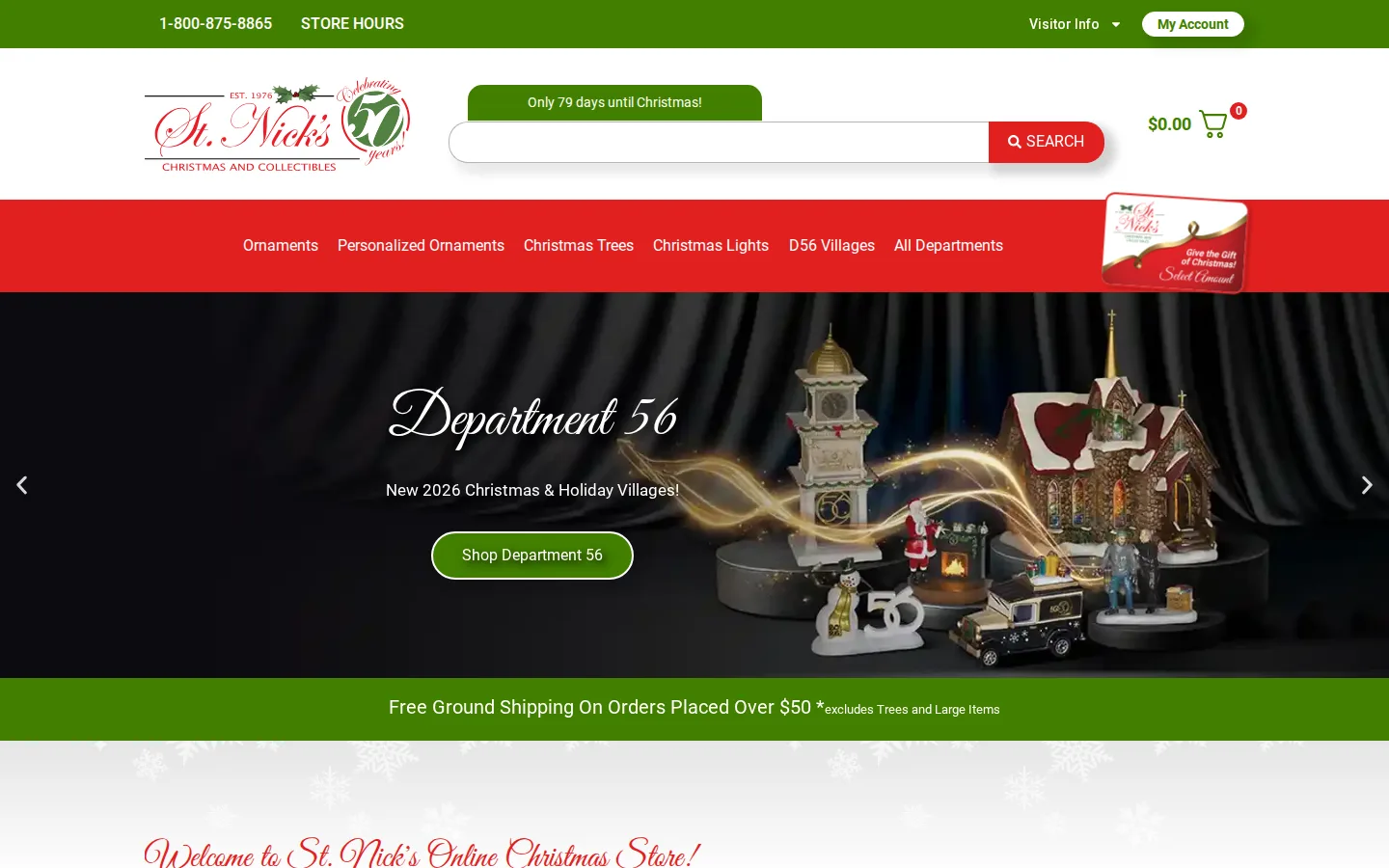 Captured website of St. Nicks Christmas and Collectibles