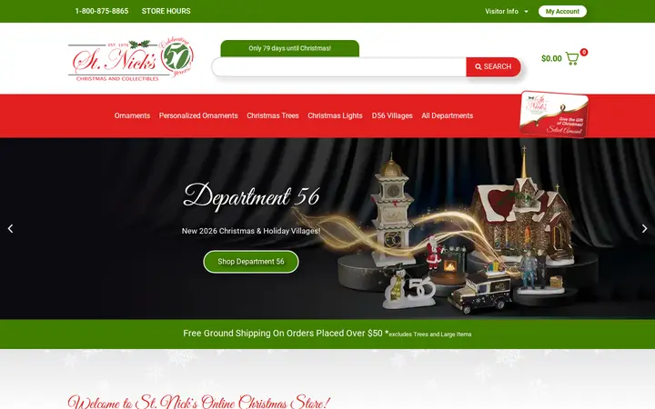 Website of St. Nicks Christmas and Collectibles