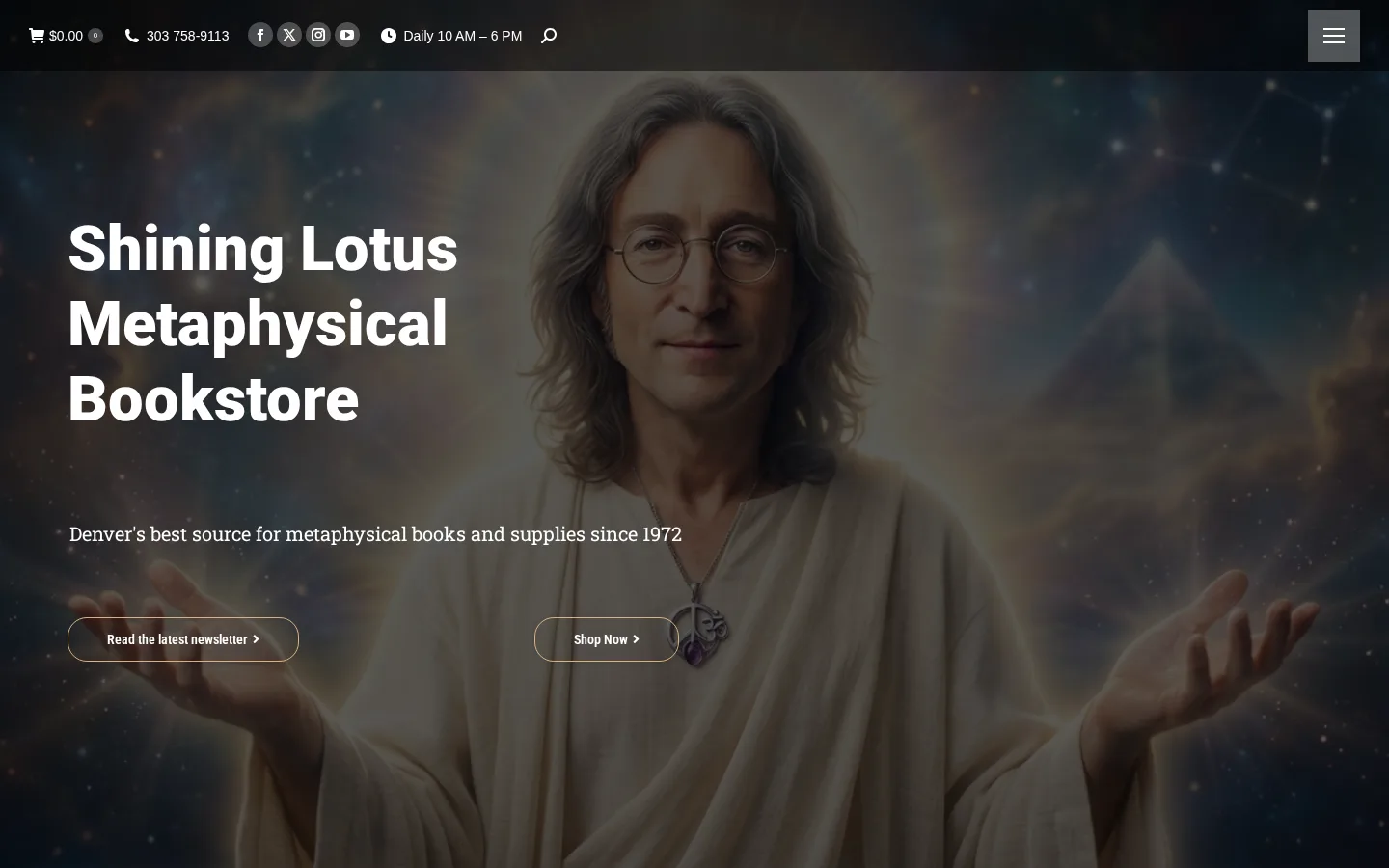 Captured website of Shining Lotus Metaphysical Bookstore