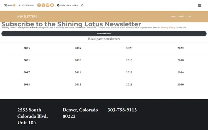 /newsletters — Shining Lotus Metaphysical Bookstore