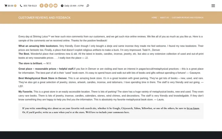 /about-u/our-customers-love-us — Shining Lotus Metaphysical Bookstore